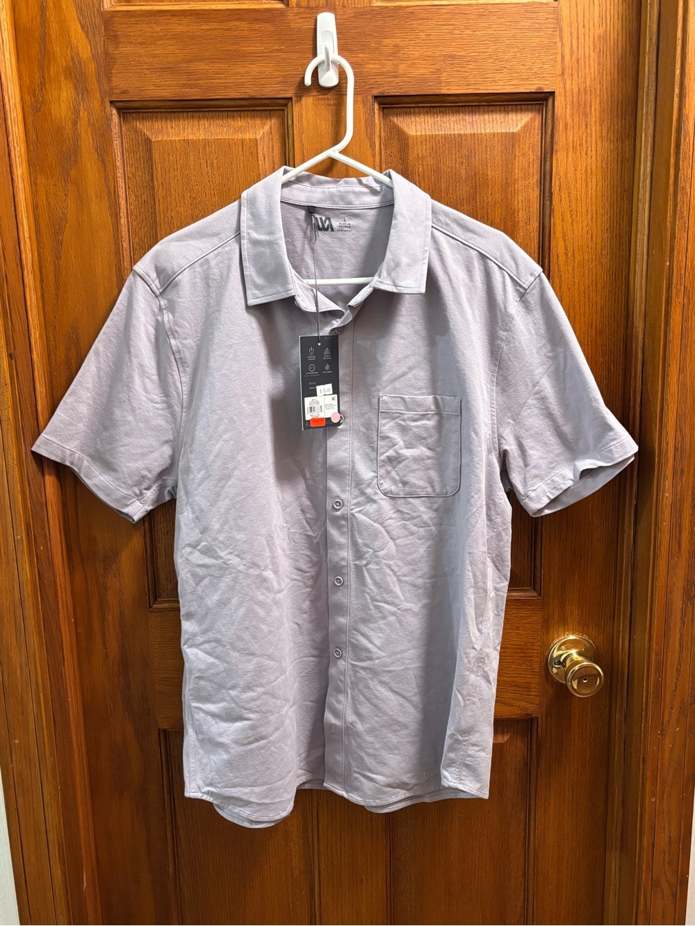 VRST Men's Short Sleeve Bridge Button Down Shirt Purple Stone L NWT